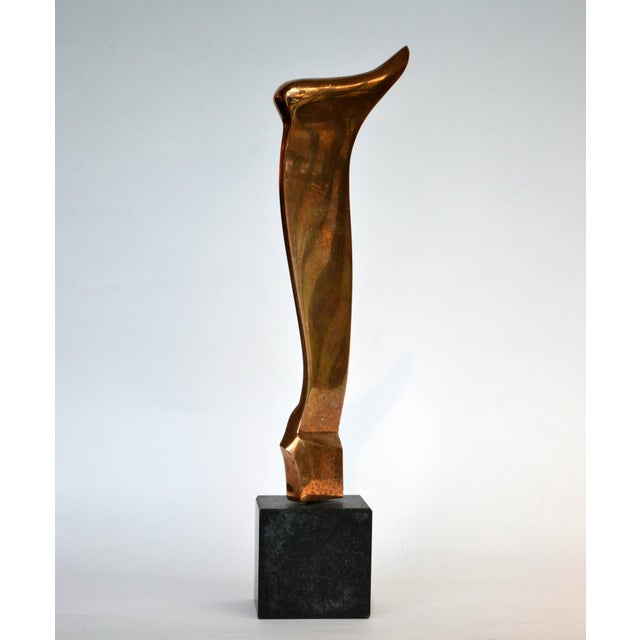 1970s Abstract Bronze Sculpture with Black Plinth by Neil Willis, England, 1970s For Sale - Image 5 of 9