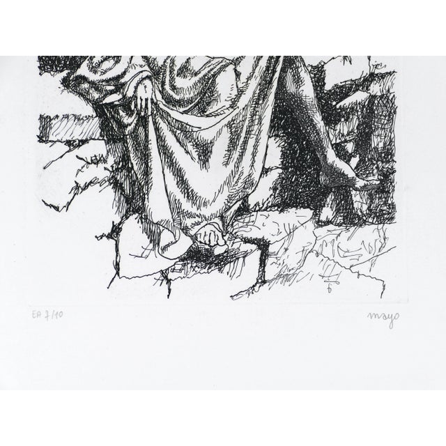 Personnage sans Tête is an original black and white etching on paper, realized by the artist Antoine Mayo, art name of...