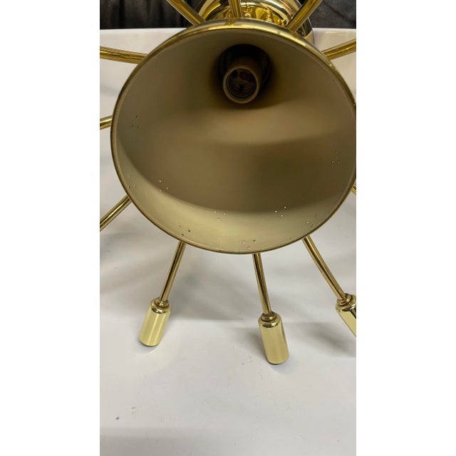 Metal Vintage Mid-Century Modern 13 Light Brass Light For Sale - Image 7 of 7