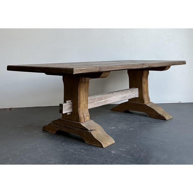 Vintage Rustic Trestle Table For Sale In West Palm - Image 6 of 14