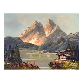 Swiss Alps Fauvist Modern Impasto Landscape - Original Oil on Canvas by Alphons Müller For Sale