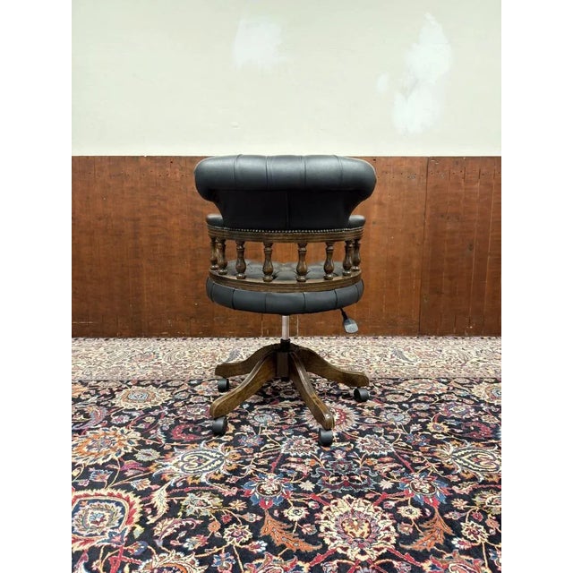 English Chesterfield Office Chair in Leather For Sale - Image 4 of 9