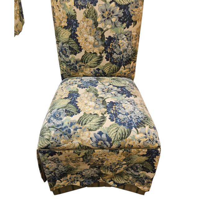 1990s 1990s 2 Ethan Allen Custom Dining Side Chairs Cottage Upholstered Botanical Farmhouse For Sale - Image 5 of 17