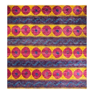 Modern Hand-Knotted Area Rug - Red, 11' 10" x 12' 1" For Sale