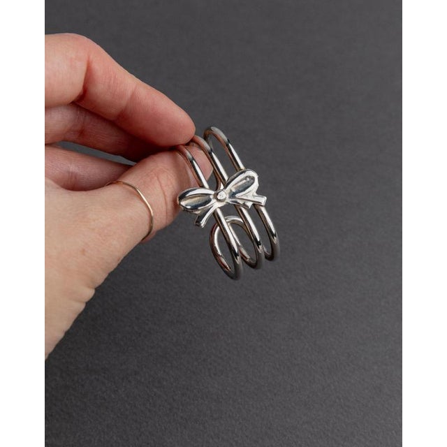 Vintage Silver-Plated Ribbon Napkin Rings, Italy, 1970s, Set of 6 For Sale - Image 10 of 11