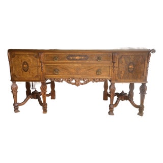 Walnut and Burlwood With Marquetry Johnson Handley Johnson Credenza Circa 1920 For Sale