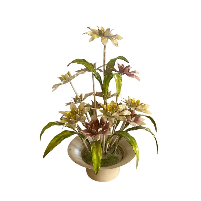 Vintage Italian Tole Flower / Floral Arrangement/ Sculpture, Circa 1960 For Sale In Dallas - Image 6 of 6