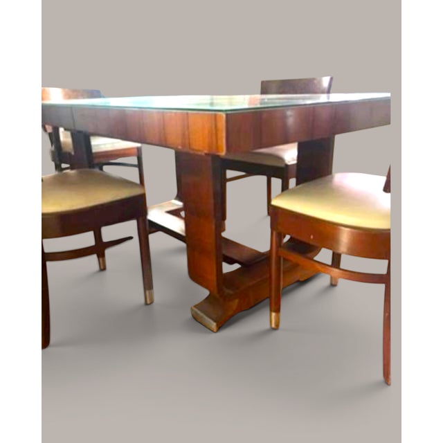 Art Deco Paul Dining Table and Chairs from De Coene Frères, Kortrijk, 1936, Set of 7 For Sale - Image 4 of 9