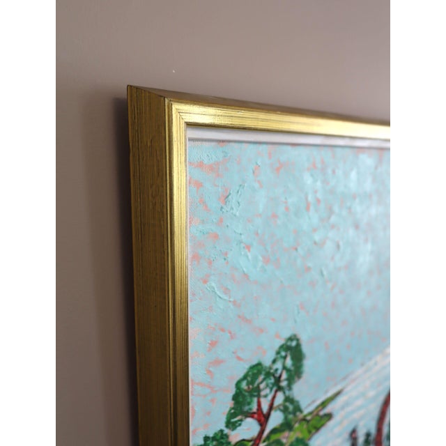 Mid-Century Modern 'Stroll Above the Bay' Expressive Landscape Oil Painting by Swedish Artist Uno Vallman (1913-2004), Framed For Sale - Image 6 of 14