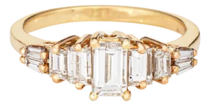 1990s 5 Stone 1.40ct Diamond Anniversary Band Vintage 14k Yellow Gold Sz 7 Ring