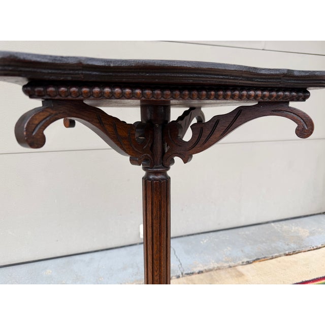 A Very Nice Quartersawn Antique American Oak Pedestal or Side Table, Circa 1890's For Sale - Image 4 of 12