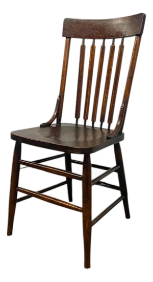 Antique Arts and Crafts Style Windsor Side Chair Cattail Spindle Back Tapered Legs