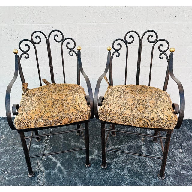 Rustic European Late 20th Century Mario Papperzini Style Iron Bronze Dining Chairs- Set of 4 For Sale - Image 3 of 11