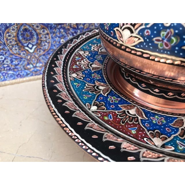 Turkish Handmade Inlaid Pitcher with Plate For Sale - Image 9 of 11