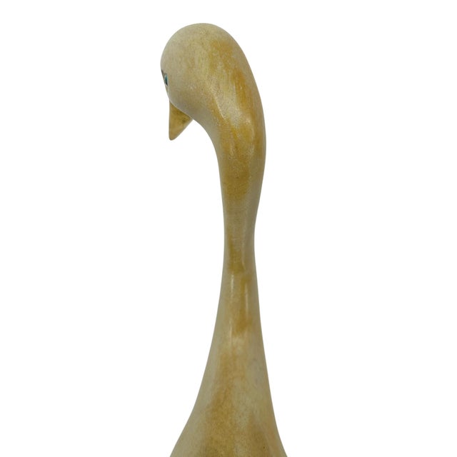 Large Vintage 1970s Carved Wood Brass Crane Heron Egret Statue 28.5" MCM Hollywood Regency Coastal Decor For Sale In Tampa - Image 6 of 12
