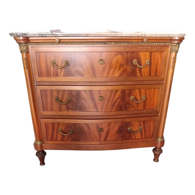 Chest of Drawers with Marble, 1950s For Sale