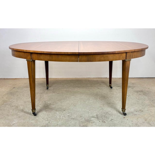 Mid 20th Century Mid Century Era Regency Federal Style Oval Walnut Dining Table by Baker Furniture For Sale - Image 5 of 12