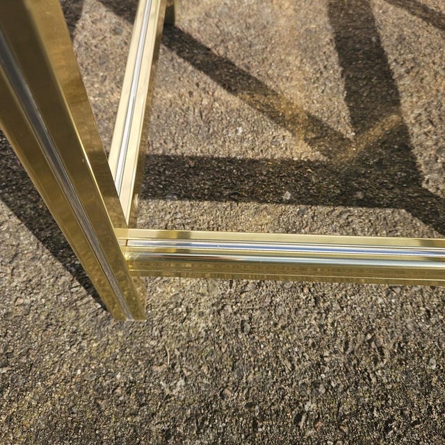 Vintage French Golden Glass and Brass Side Table, 1970s For Sale - Image 11 of 14