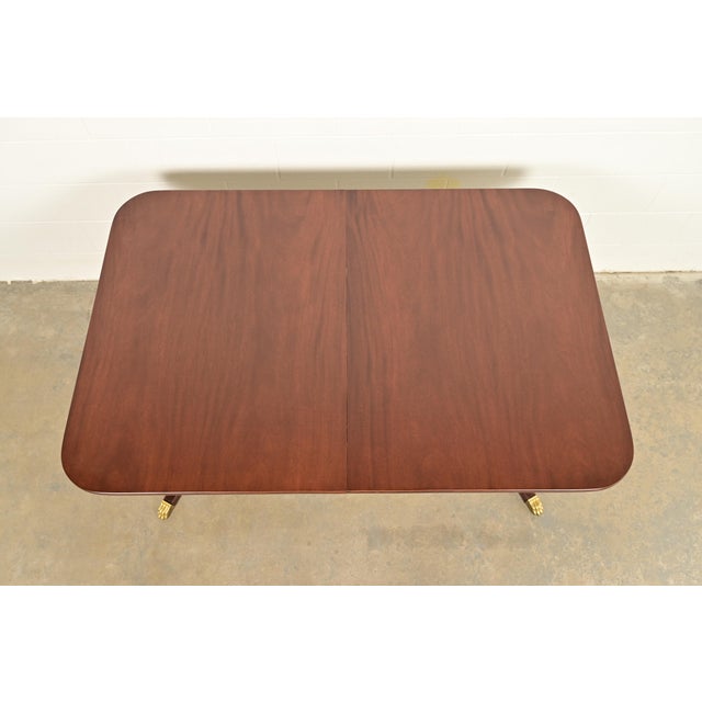 Baker Furniture Style Georgian Mahogany Double Pedestal Extension Dining Table, Newly Refinished For Sale In South Bend - Image 6 of 18