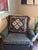 Vintage Handwoven Wool Kilim Accent Pillow With Geometric Diamond Pattern For Sale In Wichita - Image 6 of 7