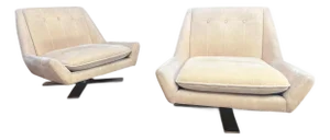 Pair of Vioski Mohair Swivel Lounge Chairs, Good Design Award Winner, 2004