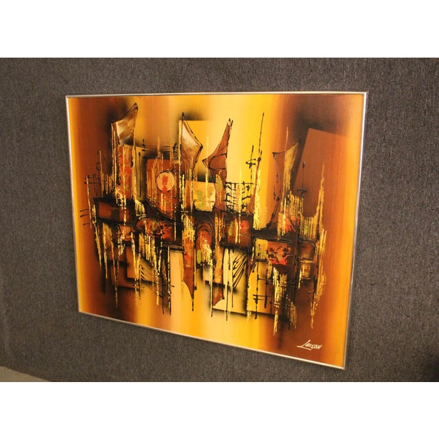 Mid-Century Large Abstract Oil on Canvas by Leson For Sale - Image 11 of 13