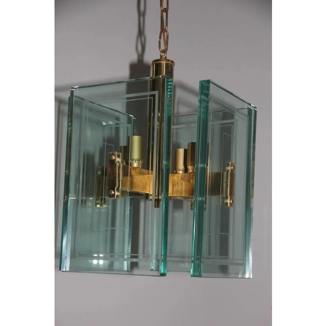 Metal Large Glass Pendant, 1950s For Sale - Image 7 of 8