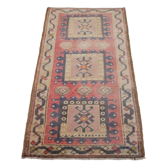 Hand Knotted Door Mat, Entryway Rug, Bath Mat, Kitchen Decor, Small Rug, Turkish Rug - 1′11″ × 3′7″ For Sale - Image 4 of 13