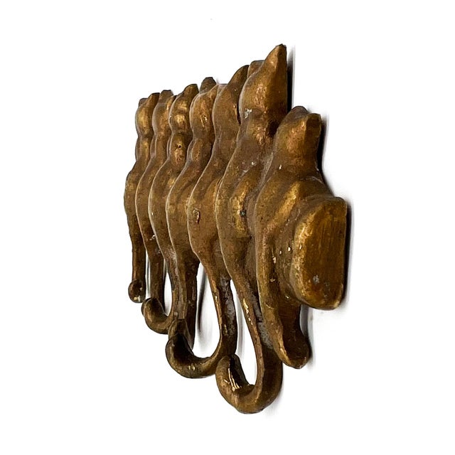 Mid-Century Modern Vintage Brass Cat Wall Hook Rack – Mid-Century Modern, Minimalist, Boho Whimsical For Sale - Image 3 of 9