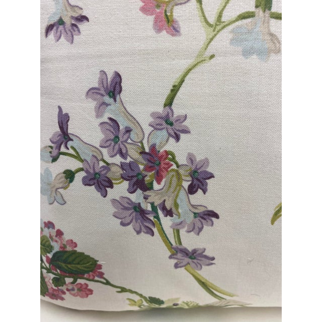 English Pair of 22" Square Pillows Decorated With a Delicate Purple & Pink Floral Pattern - Made in Uk. For Sale - Image 3 of 13