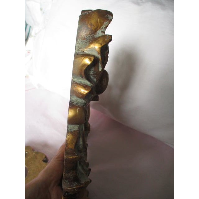 Vintage French Fleur De Lis Gold & Verdigris Wall Plaques For Sale In Columbia, SC - Image 6 of 8