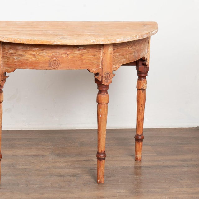 Late 19th Century Original Painted Swedish Pair of Demi Lune Console Tables For Sale - Image 13 of 14