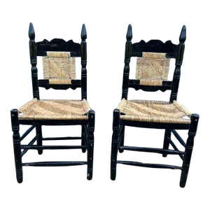 Antique Rush Seat Side Chairs- a Pair