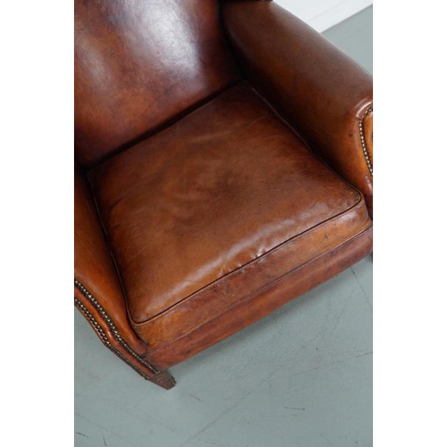 Vintage Dutch Cognac Colored Leather Club Chair For Sale - Image 5 of 17