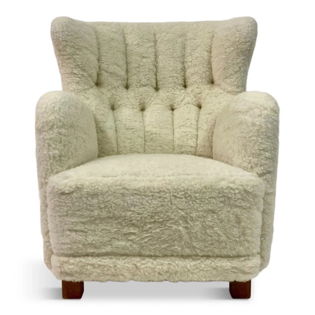 Large Danish Armchair in Lambswool For Sale - Image 14 of 15