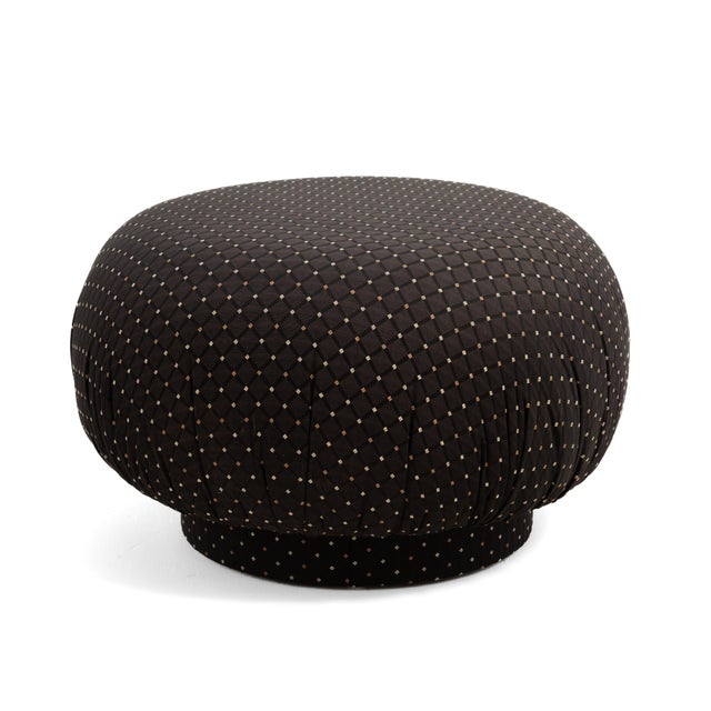 Wood Adrian Pearsall Postmodern Swivel Mushroom Pouf Ottoman Original Fabric Directional Weiman Preview Comfort Designs For Sale - Image 7 of 10