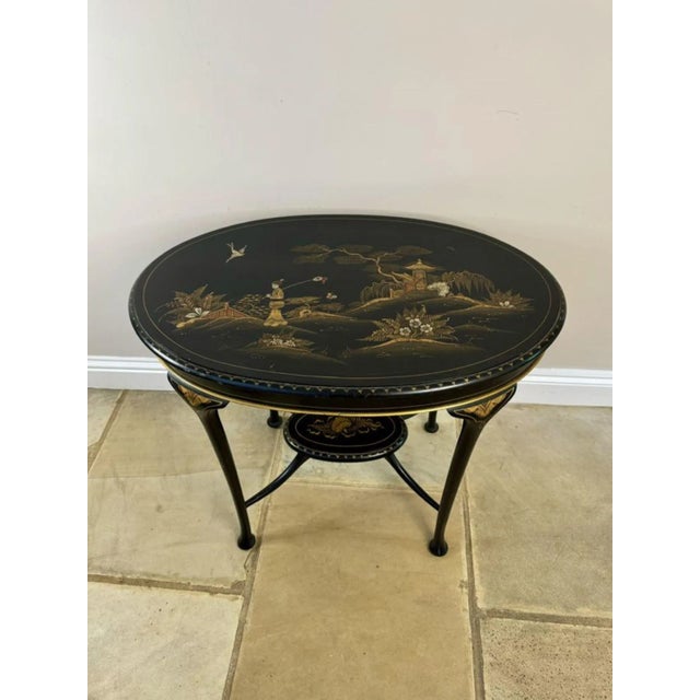 Antique Edwardian Chinoiserie Decorated Lamp Table, 1910 For Sale - Image 3 of 9