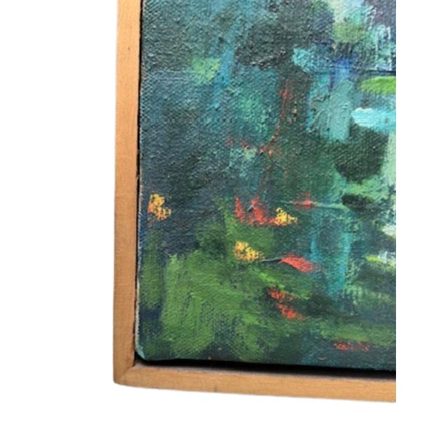 Vintage Framed Impressionist Painting of Garden Pond With Rowboat, Signed "Spehar," For Sale - Image 11 of 14
