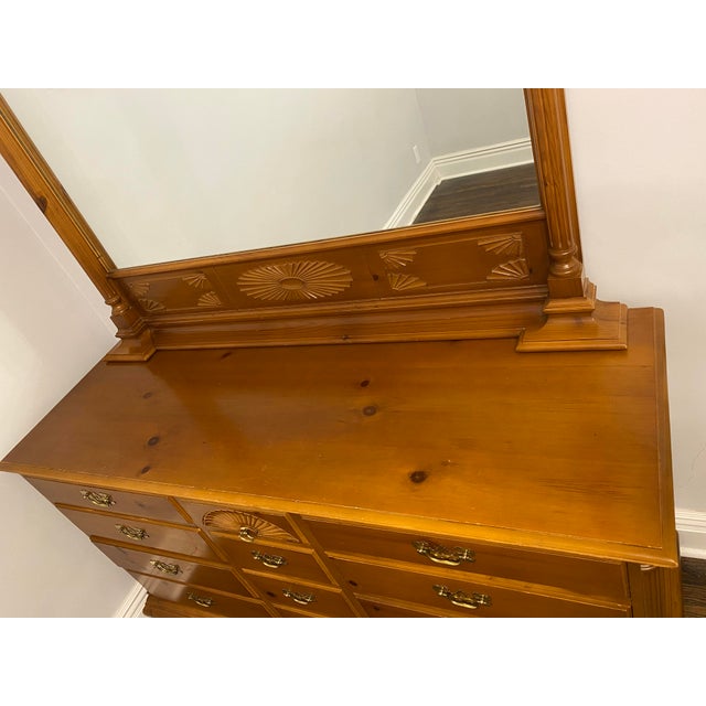 Drexel Heritage Chippendale Cherry Wood Dresser & Mirror Chairish