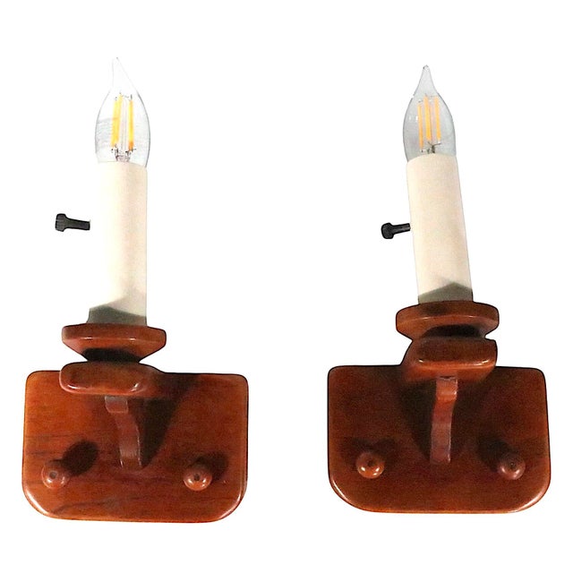 1930s Pair of Cushman Colonial Creations Maple Sconces C. 1934-37 For Sale - Image 5 of 12