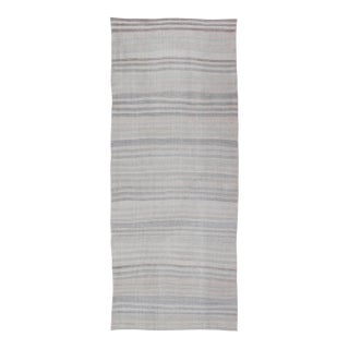 Minimalist Striped Design Turkish Vintage Kilim Rug in Soft Neutral Tones For Sale