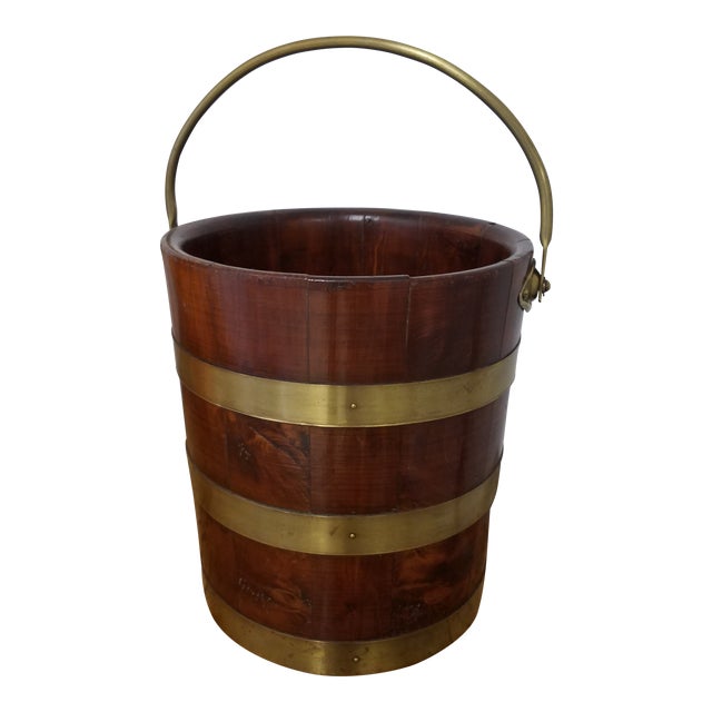 Antique Irish Peat Bucket With Brass Straps and Handle Chairish