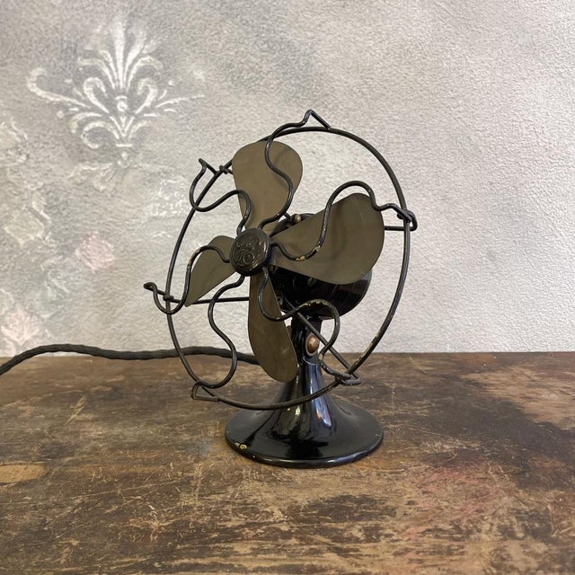 Table Fan with Brass Blades and Iron Frame from Compagnia Generale di Elettricità, 1930s For Sale - Image 18 of 18