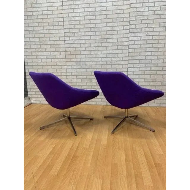 Purple Mid Century Modern Overman Style Iris Swivel Pod Chairs by Allermuir - Pair For Sale - Image 8 of 10