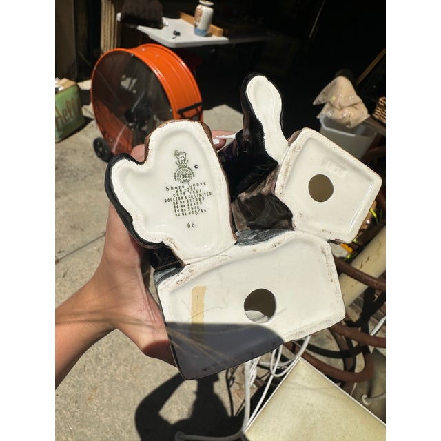 Blue 1970s English Ceramic Painted Sitting Man and Bird Sculpture For Sale - Image 8 of 8