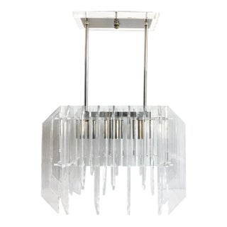 Monumental 1970s Lucite Skyscraper Chandelier For Sale