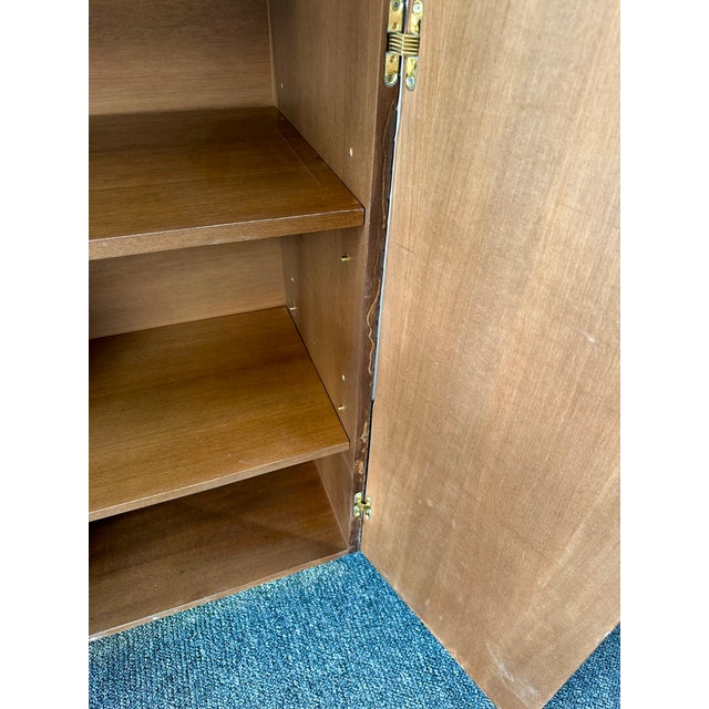 Mid-Century Modern Pair of Rattan Malacca Brass Cupboards Cabinets. Italy, 1980s For Sale - Image 11 of 12