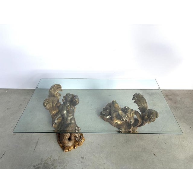 Vintage Gilt Wood Mermaid Coffee Table, Italy, 1960s For Sale - Image 11 of 14