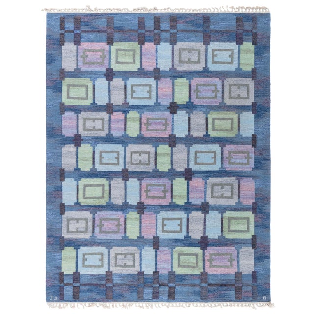 Scandinavian Vintage Flatweave Rug – "Spise Hall" By Judith Johansson For Sale