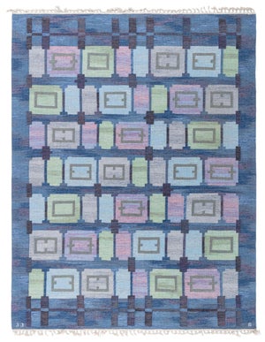 Scandinavian Vintage Flatweave Rug – "Spise Hall" By Judith Johansson